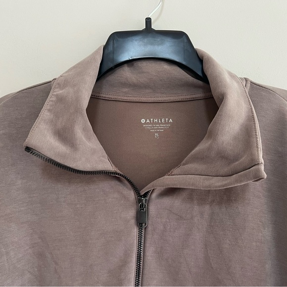 Athleta Seasoft Quarter Zip Long Sleeved Pullover Shirt Light Brown "Pyrite", XL - Picture 5 of 9